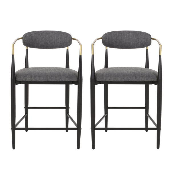 Gdf Studio Camas Modern Fabric Upholstered Iron 25 Inch Counter Stools (Set Of 2)