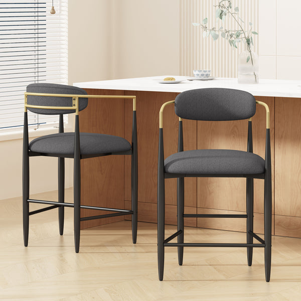Gdf Studio Camas Modern Fabric Upholstered Iron 25 Inch Counter Stools (Set Of 2)