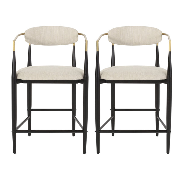 gdf studio Camas Modern Fabric Upholstered Iron 25 Inch Counter Stools (Set of 2)