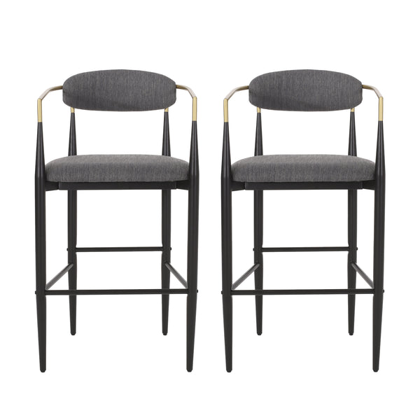 Gdf Studio Camas Modern Fabric Upholstered Iron 30 Inch Barstools Set Of 2