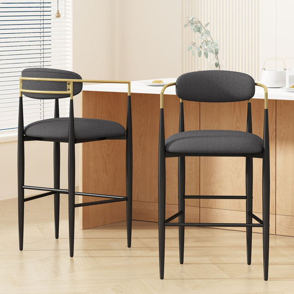 Gdf Studio Camas Modern Fabric Upholstered Iron 30 Inch Barstools Set Of 2