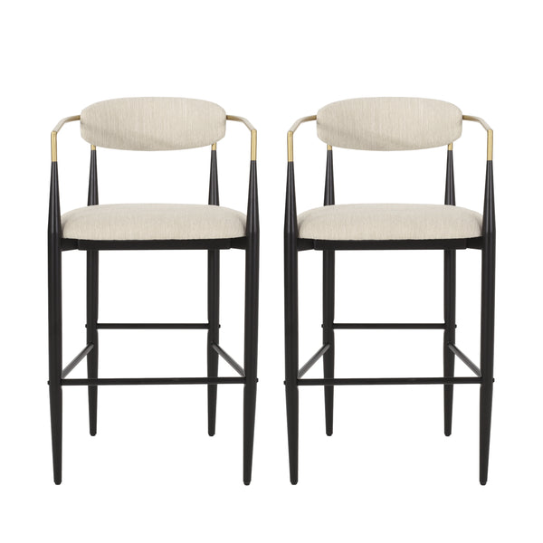 gdf studio Camas Modern Fabric Upholstered Iron 30 Inch Barstools Set of 2