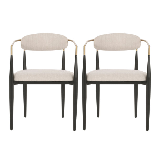 Gdf Studio Camas Modern Fabric Upholstered Iron Dining Chairs Set Of 2