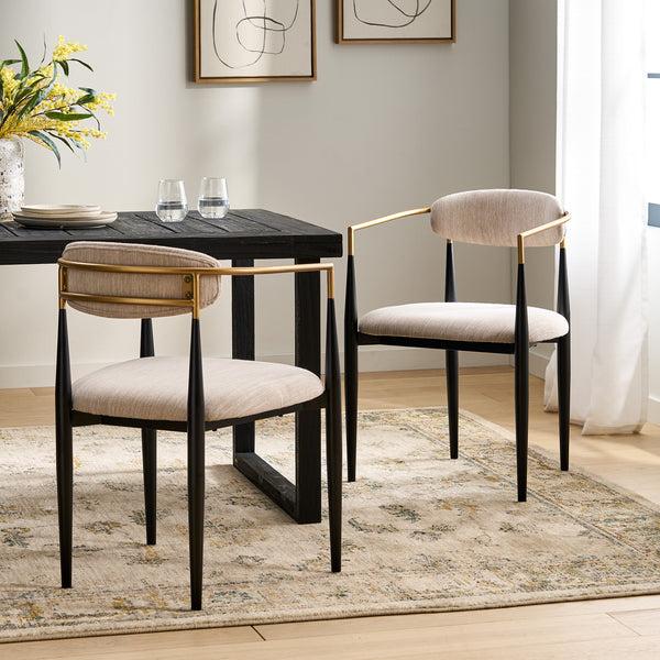 Gdf Studio Camas Modern Fabric Upholstered Iron Dining Chairs Set Of 2