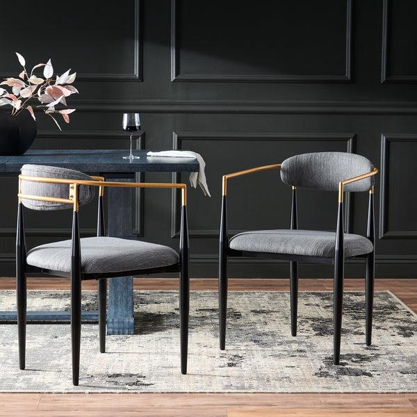 gdf studio Camas Modern Fabric Upholstered Iron Dining Chairs Set of 2