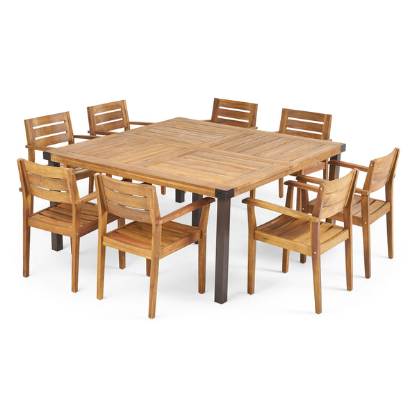 gdf studio Cambriella Outdoor 8 Seater Acacia Wood Dining Set
