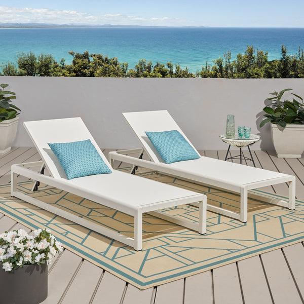 gdf studio Camdyn Outdoor Mesh Chaise Lounge (Set of 2)