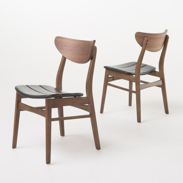 Gdf Studio Camilla Dark Brown Leather Wood Finish Curved Leg Rectangular 5 Piece Dining Set