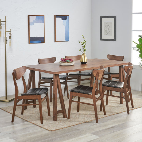 Gdf Studio Camilla Mid-Century Modern 7 Piece Dining Set With A-Frame Table