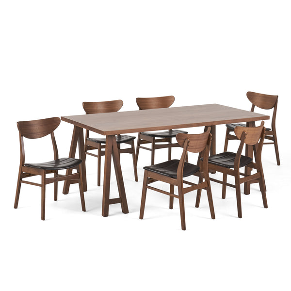 gdf studio Camilla Mid-Century Modern 7 Piece Dining Set with A-Frame Table