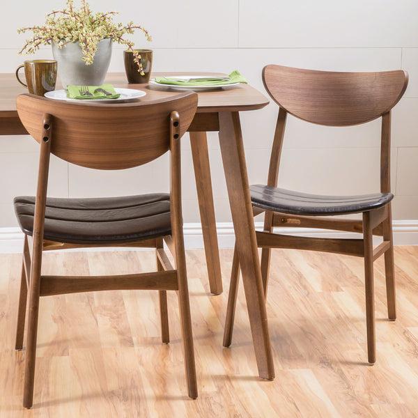 Gdf Studio Camilla Mid Century Modern Faux Leather Upholstered Wood Dining Chairs (Set Of 2)