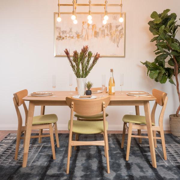 Gdf Studio Camilla Natural Oak Finish 60-inch Rectangular 5 Piece Dining Set