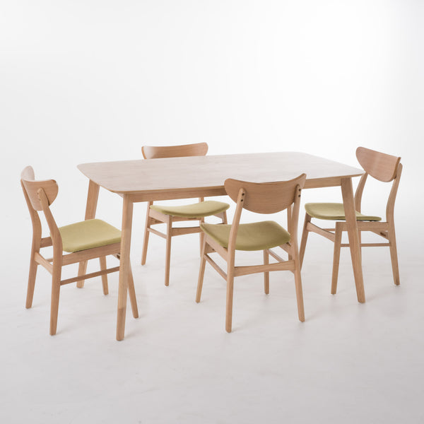 gdf studio Camilla Natural Oak Finish 60-inch Rectangular 5 Piece Dining Set
