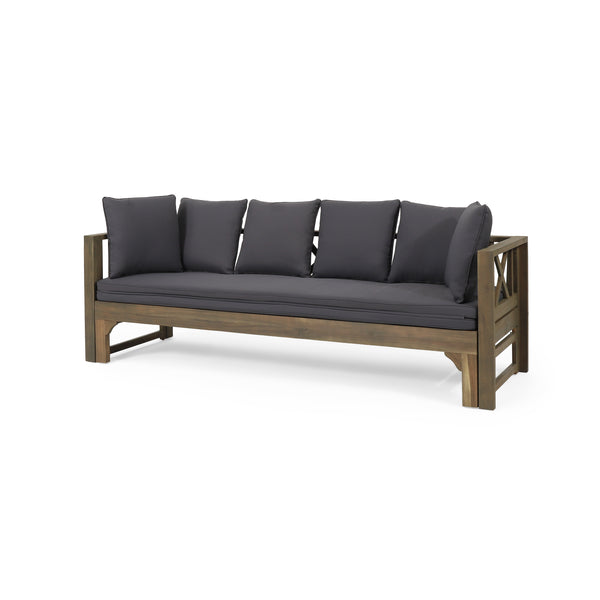 Gdf Studio Camille Outdoor Extendable Acacia Wood Daybed Sofa
