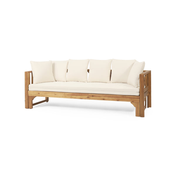 gdf studio Camille Outdoor Extendable Acacia Wood Daybed Sofa