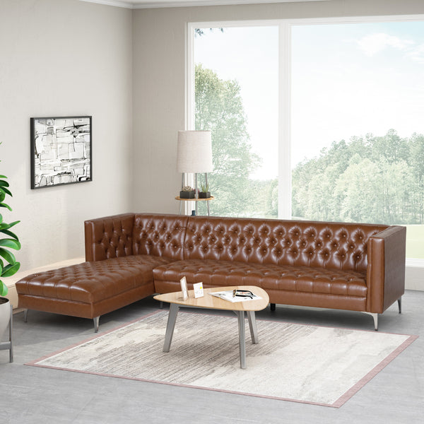 gdf studio Camrose Contemporary Tufted 4 Seater Chaise Lounge Sectional Sofa