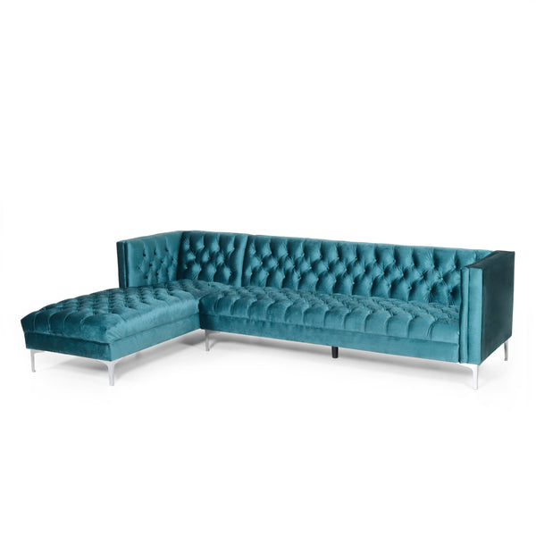 Gdf Studio Camrose Contemporary Tufted Velvet Chaise Sectional