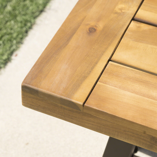 Gdf Studio Cana Outdoor Teak Finished Acacia Wood Bench With Rustic Metal Accents
