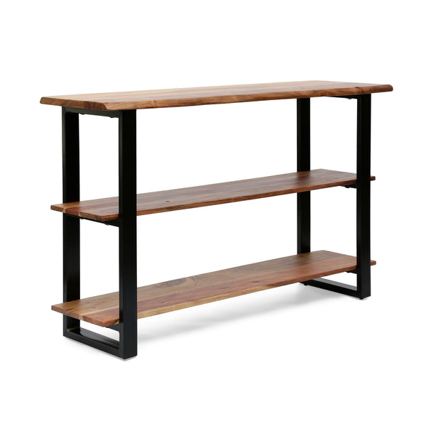 Gdf Studio Canaan Handcrafted Modern Industrial Acacia Wood Media Console Table