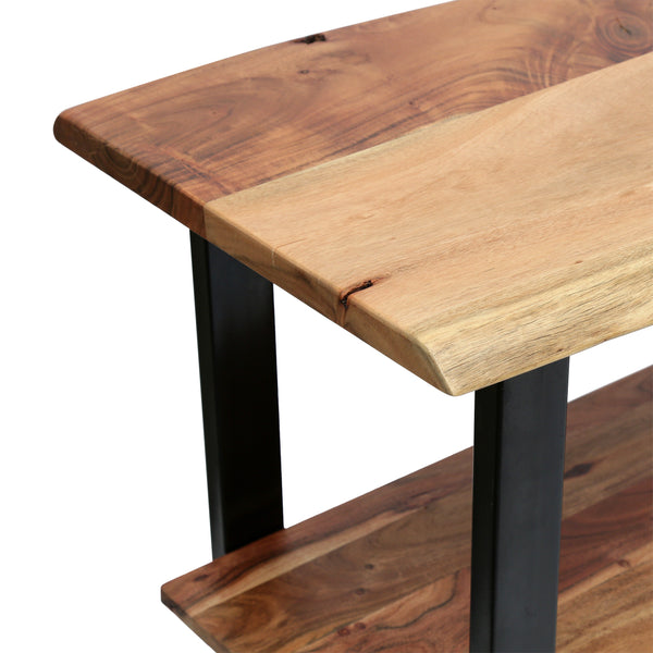 Gdf Studio Canaan Handcrafted Modern Industrial Acacia Wood Media Console Table