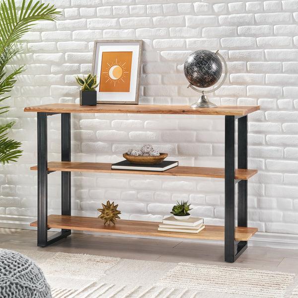 gdf studio Canaan Handcrafted Modern Industrial Acacia Wood Media Console Table