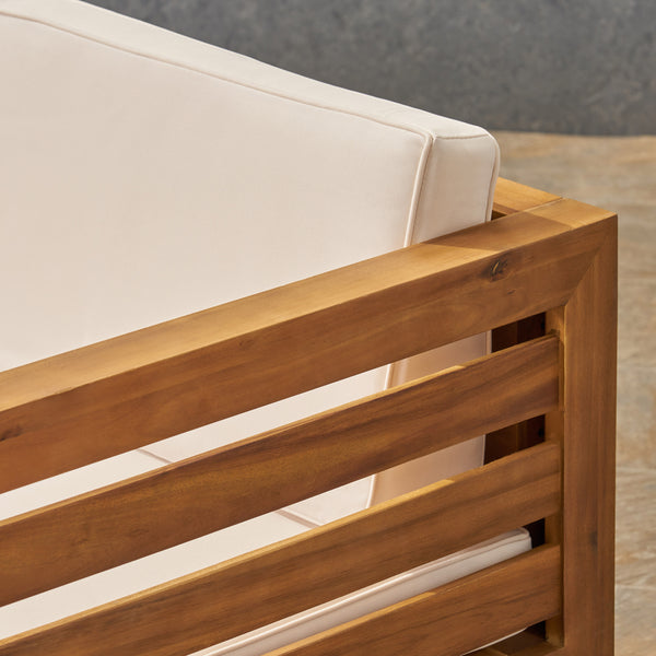 Gdf Studio Canal Outdoor 5 Piece Acacia Wood Sofa Set