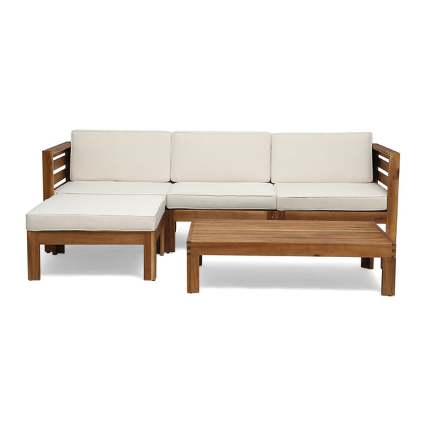 gdf studio Canal Outdoor 5 Piece Acacia Wood Sofa Set