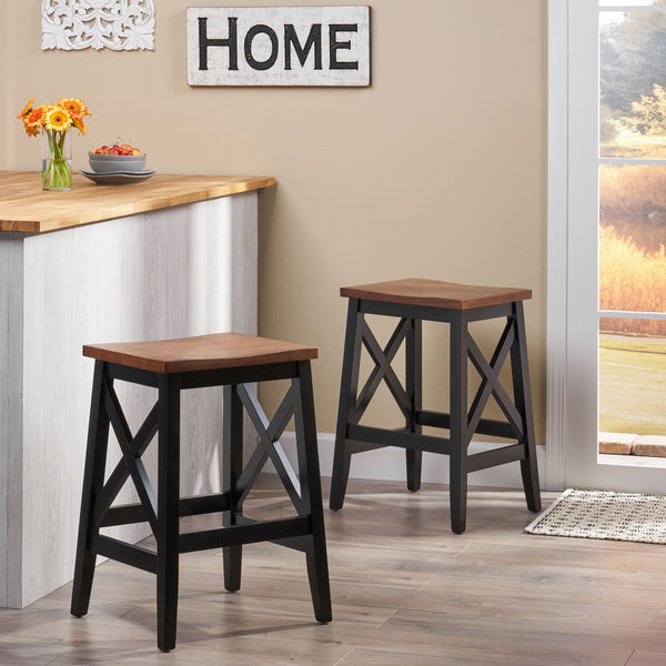 Gdf Studio Candice Contemporary Farmhouse Wooden Barstools (Set Of 2)