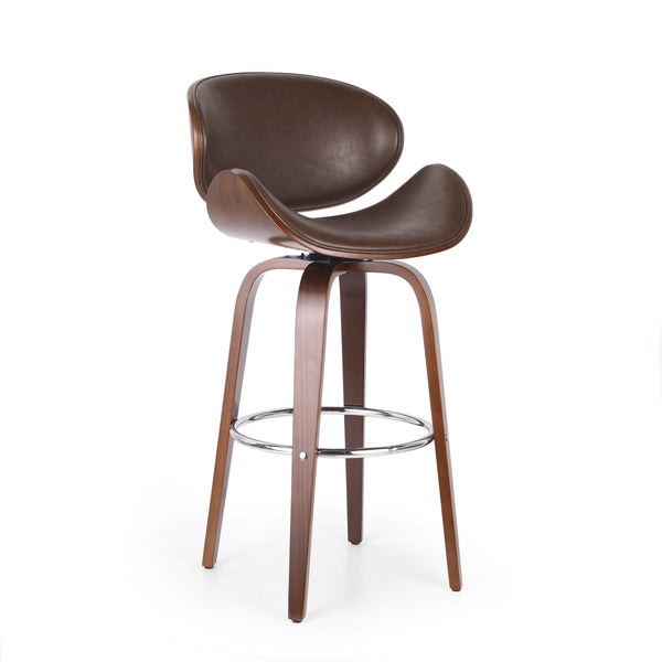 Gdf Studio Candler Mid-Century Modern Upholstered Swivel Barstool