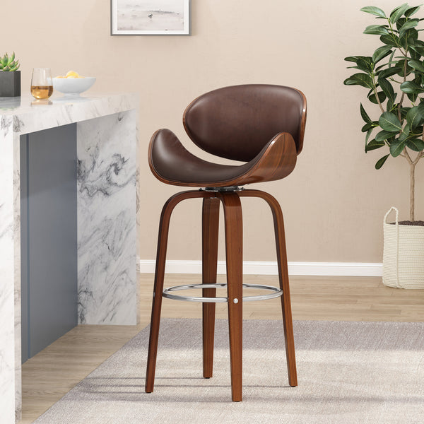 gdf studio Candler Mid-Century Modern Upholstered Swivel Barstool