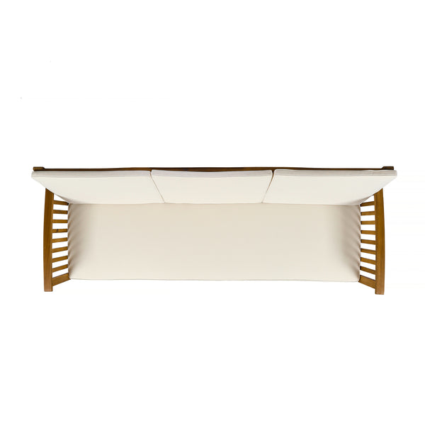 Gdf Studio Cape Outdoor Open Slat Acacia Wood 3-Seater Sofa W/ Water-Resistant Cushions