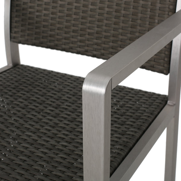 Gdf Studio Capral 30-Inch Outdoor Grey Wicker Barstools (Set Of 2)