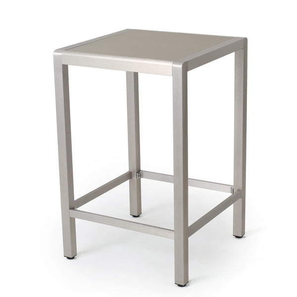 gdf studio Capral Outdoor Grey Alumnimum Bar Table with Glass Top