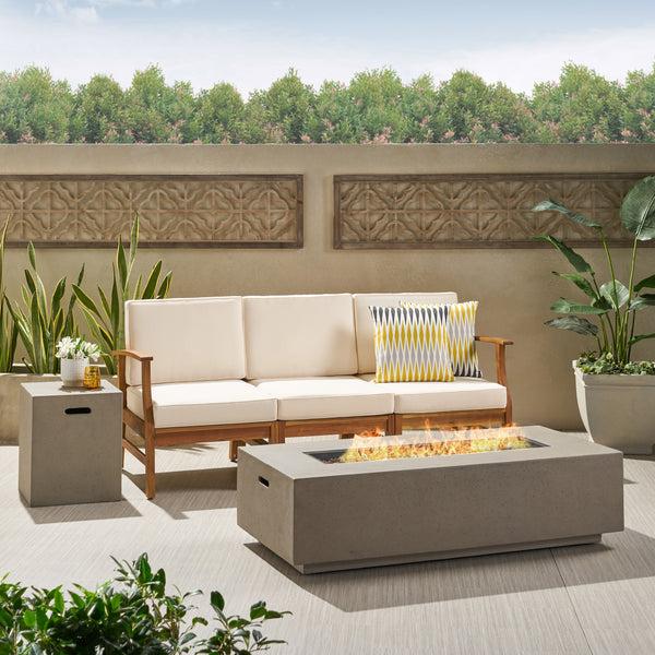 gdf studio Capri Outdoor 3 Seater Wood Fire Pit Sofa Set