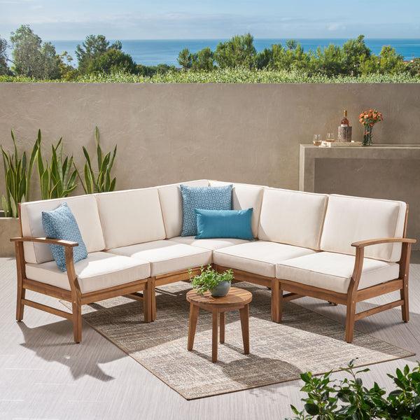Gdf Studio Capri Outdoor 5 Piece Chat Set With Water Resistant Cushions