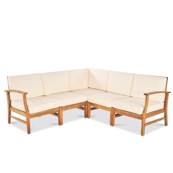 gdf studio Capri Outdoor 5 Piece Chat Set with Water Resistant Cushions