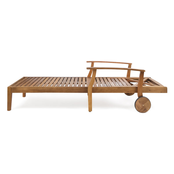Gdf Studio Capri Outdoor Acacia Wood 3 Piece Chaise Lounge Set
