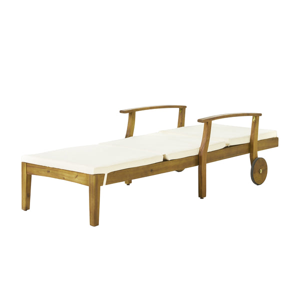 Gdf Studio Capri Outdoor Acacia Wood 3 Piece Chaise Lounge Set With Water-Resistant Cushions