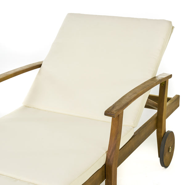 Gdf Studio Capri Outdoor Acacia Wood 3 Piece Chaise Lounge Set With Water-Resistant Cushions