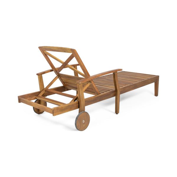Gdf Studio Capri Outdoor Acacia Wood 6 Piece Chaise Lounge Set