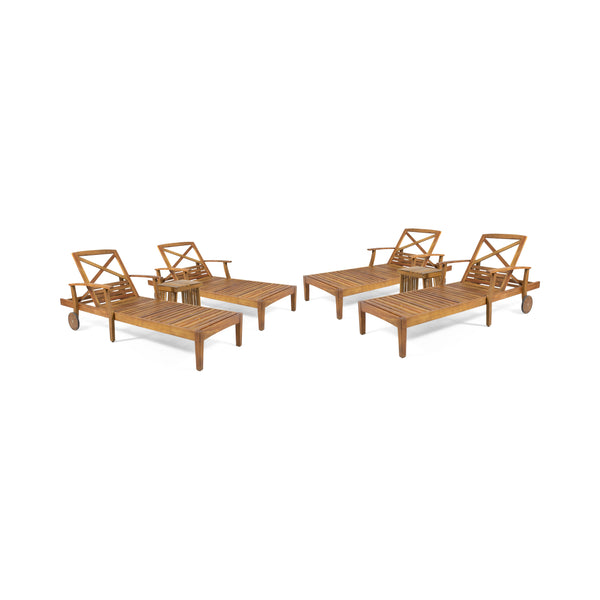 gdf studio Capri Outdoor Acacia Wood 6 Piece Chaise Lounge Set