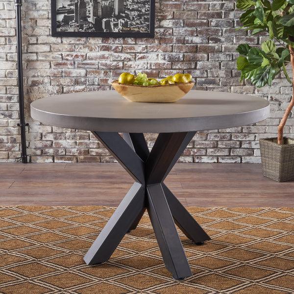 Gdf Studio Caprice Modern Lightweight Concrete Circular Dining Table With Cross Base