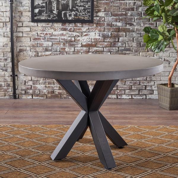 Gdf Studio Caprice Modern Lightweight Concrete Circular Dining Table With Cross Base