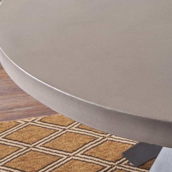Gdf Studio Caprice Modern Lightweight Concrete Circular Dining Table With Cross Base