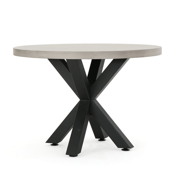 gdf studio Caprice Modern Lightweight Concrete Circular Dining Table with Cross Base