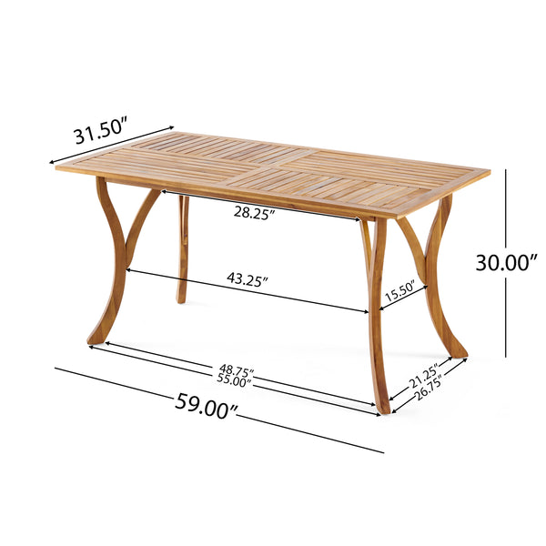Gdf Studio Caprise 7 Piece Outdoor Dining Set (Wood Table W/ Wicker Chairs)