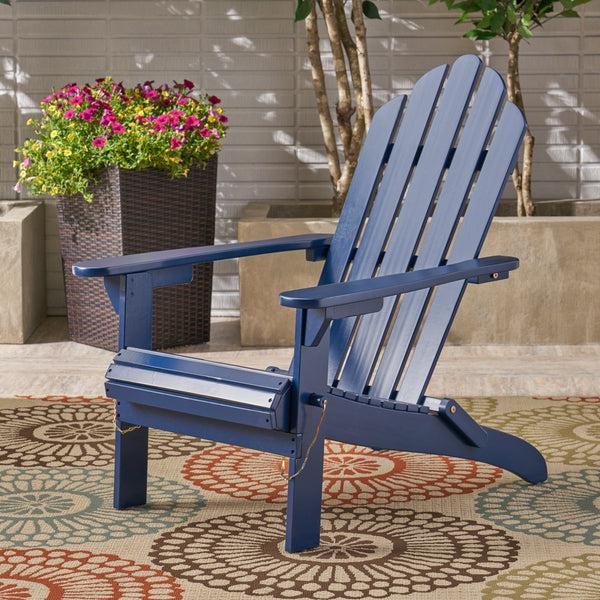Gdf Studio Cara Outdoor Acacia Wood Folding Adirondack Chair
