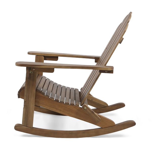 Gdf Studio Cara Outdoor Adirondack Acacia Wood Rocking Chair