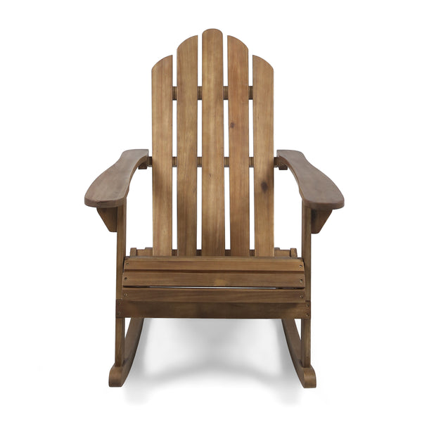 Gdf Studio Cara Outdoor Adirondack Acacia Wood Rocking Chair
