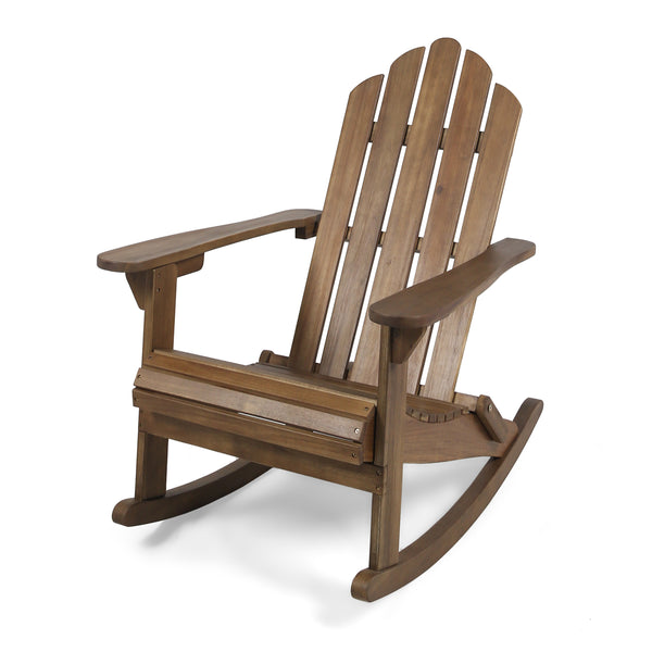 gdf studio Cara Outdoor Adirondack Acacia Wood Rocking Chair